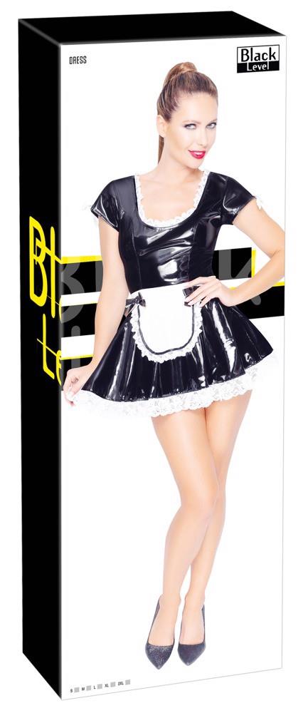 Rochie de servitoare Black Level Vinyl, neagră, XL