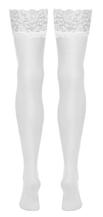 Ciorapi Cottelli LEGWEAR albi cu dantelă L 20 den