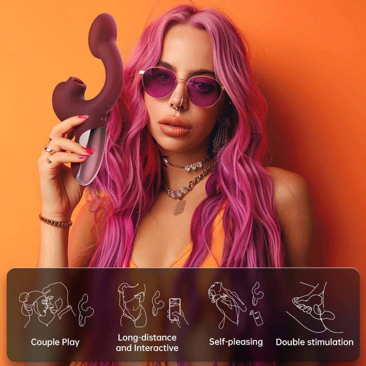 Vibrator Magic Ponder pentru lingerea sânilor cu aplicație, roșu