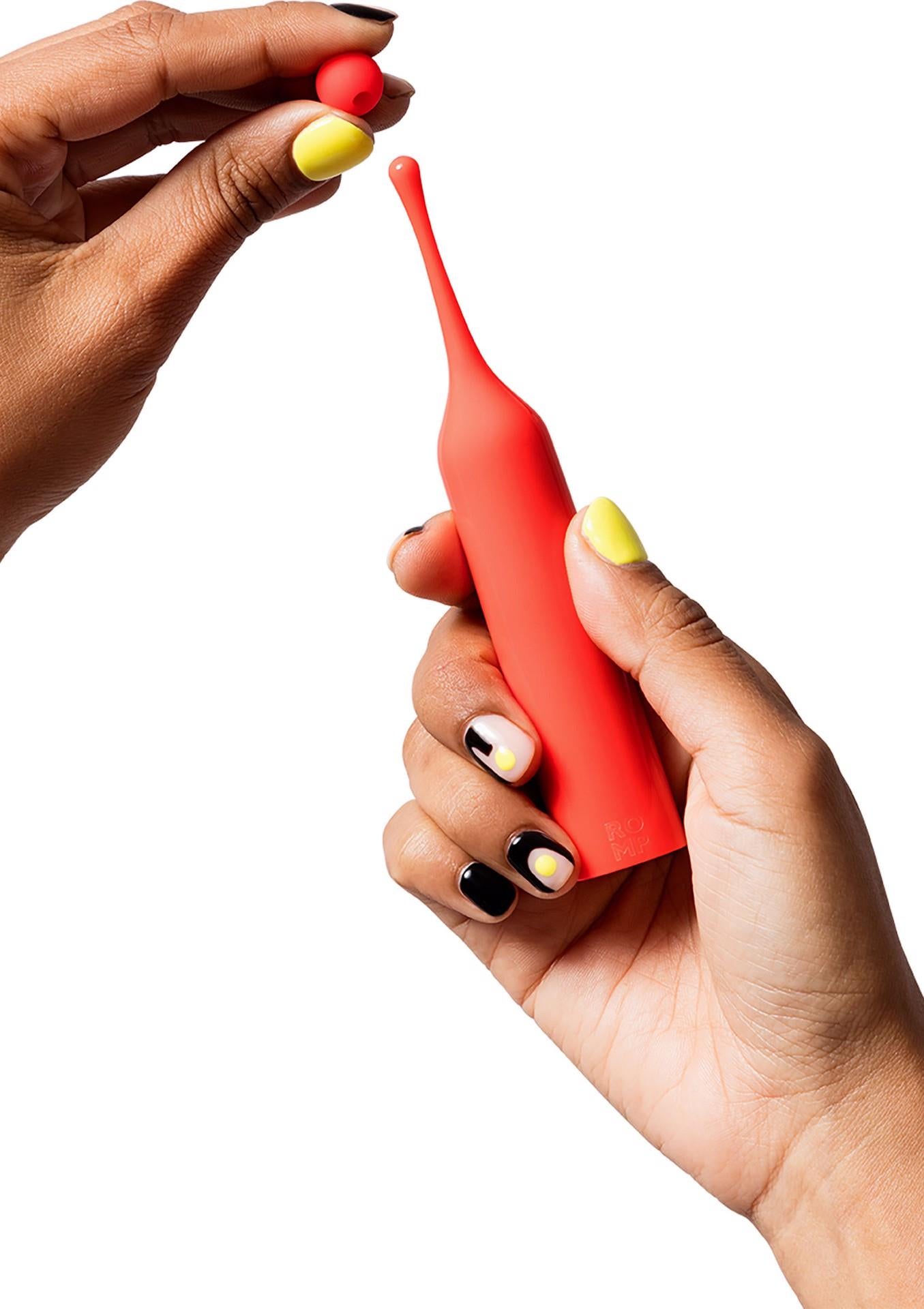 Vibrator ROMP Pop Roșu cu Capete USB Interschimbabile