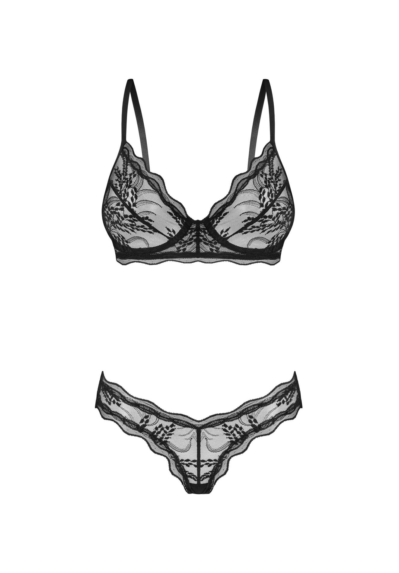 Set lenjerie erotică Perisia Obsessive transparent negru M/L