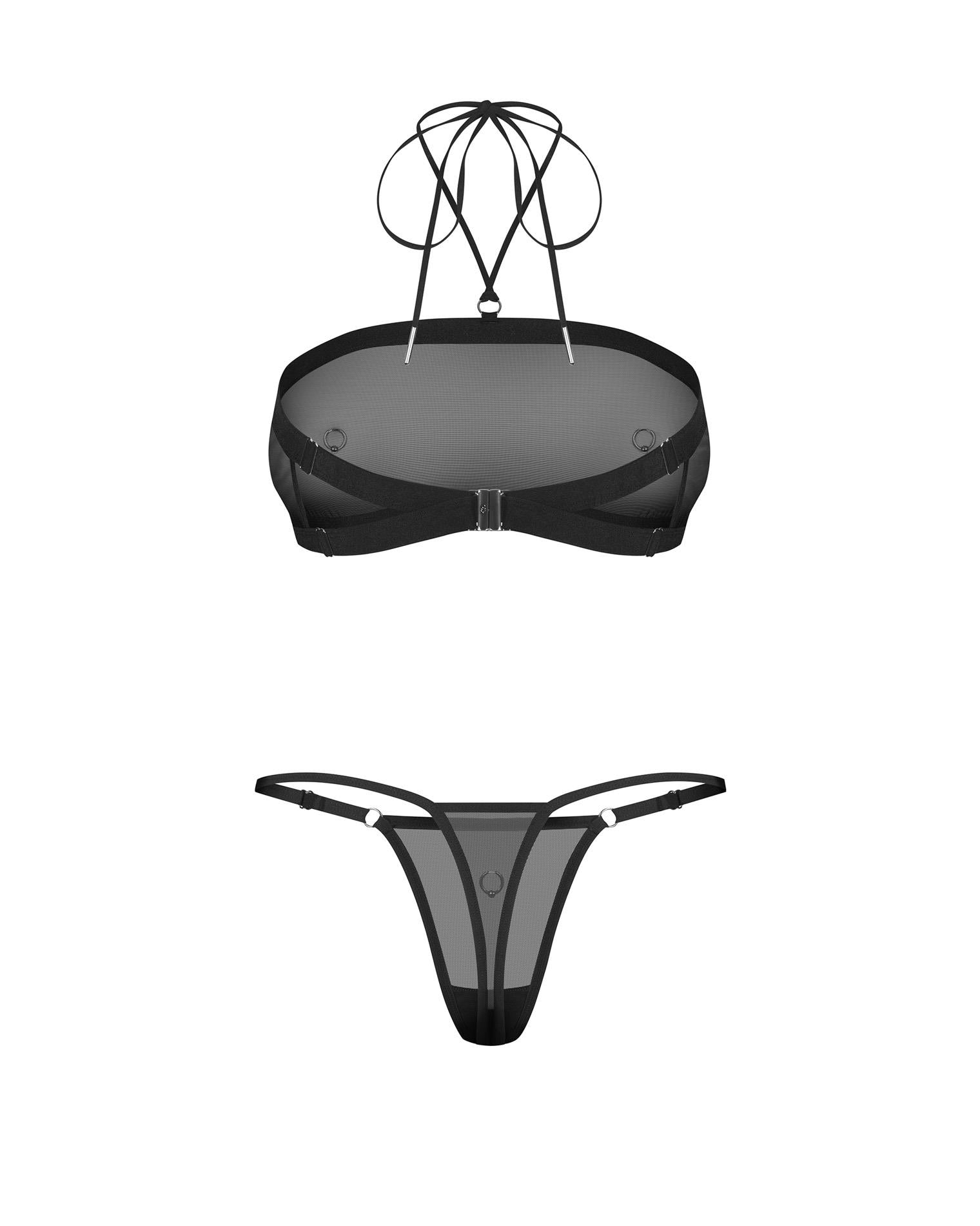 Set lenjerie intimă Obsessive Orinelle din plasă transparentă S/M