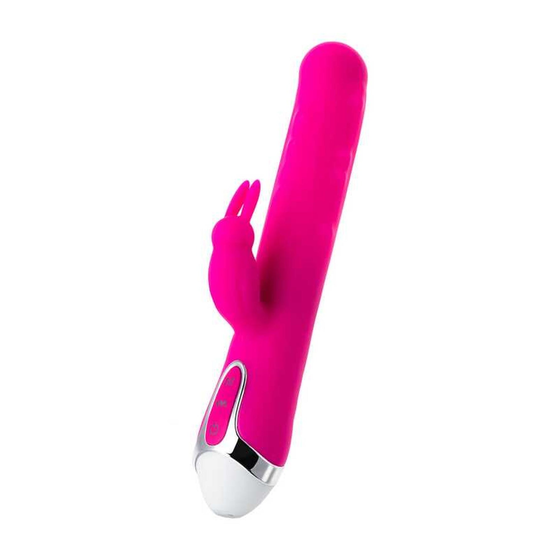 Vibrator iepure JOS BALLE cu bile mobile, silicon, roz, 23 cm