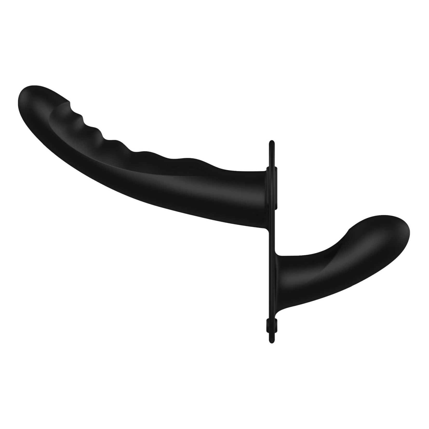 Strap-on din silicon Ouch cu dildo dublu reglabil, negru