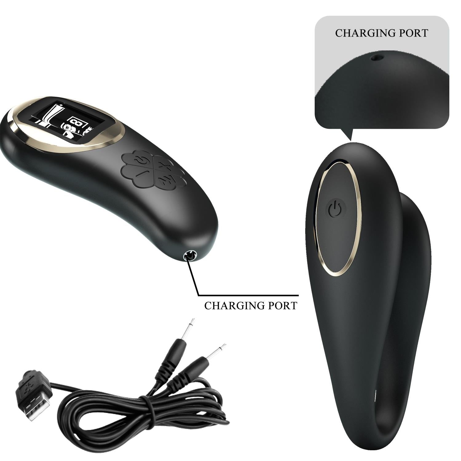 Vibrator dublu Pretty Love Nathan cu telecomandă, 10 moduri, silicon, USB