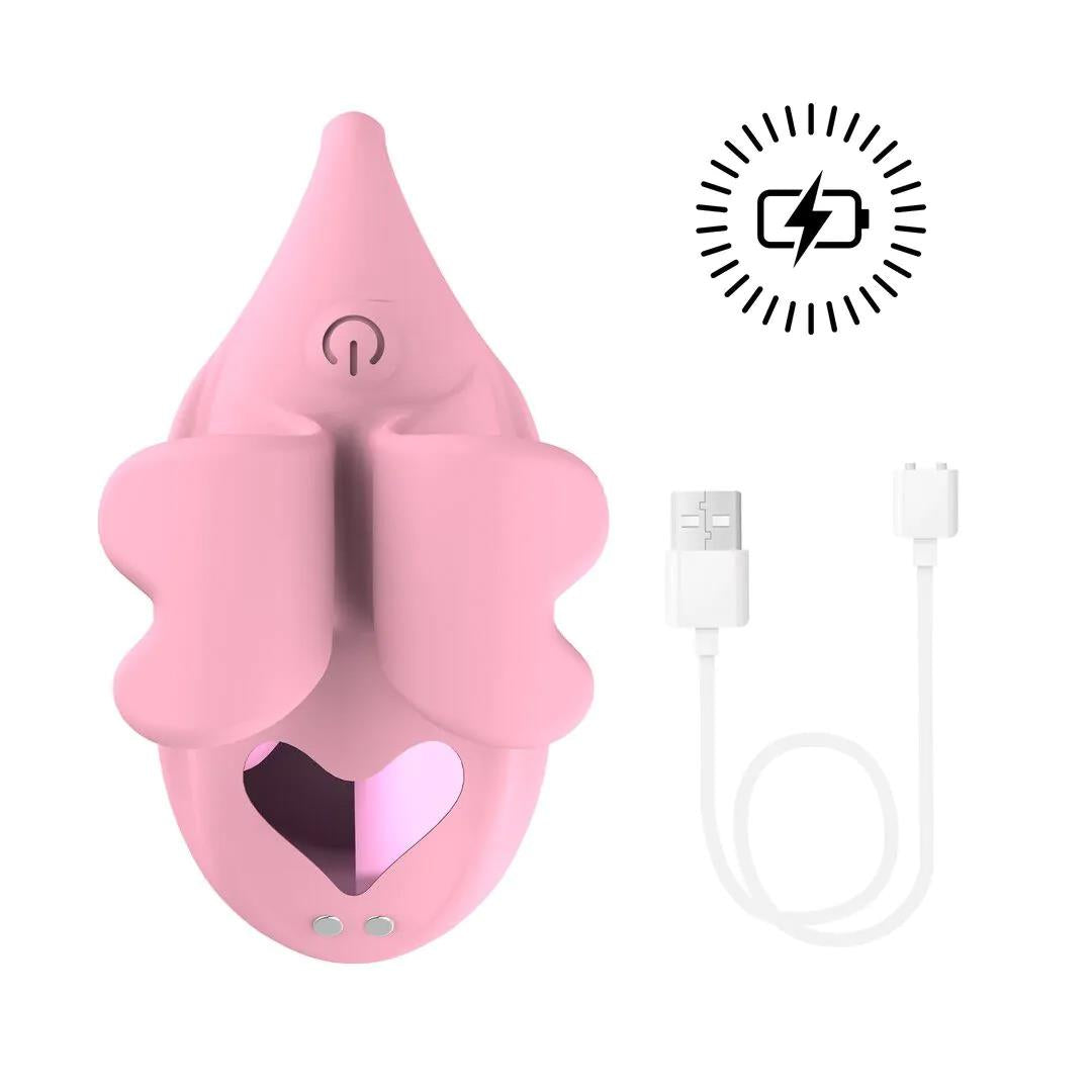 Vibrator pentru deget Loveline din silicon roz, cu 9 moduri