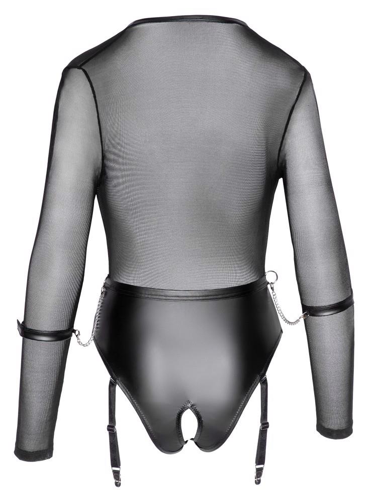 Body Cottelli BONDAGE negru, mărimea S, cu curea și cătușe