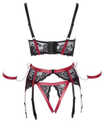 Set lenjerie intimă Cottelli BONDAGE negru și roșu L