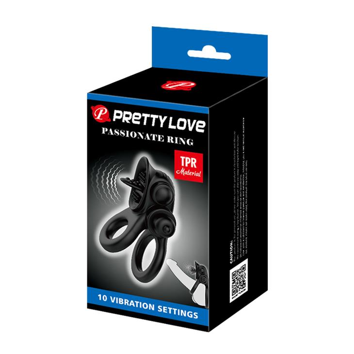 Inel vibrant Pretty Love Passionate cu 10 funcții, negru
