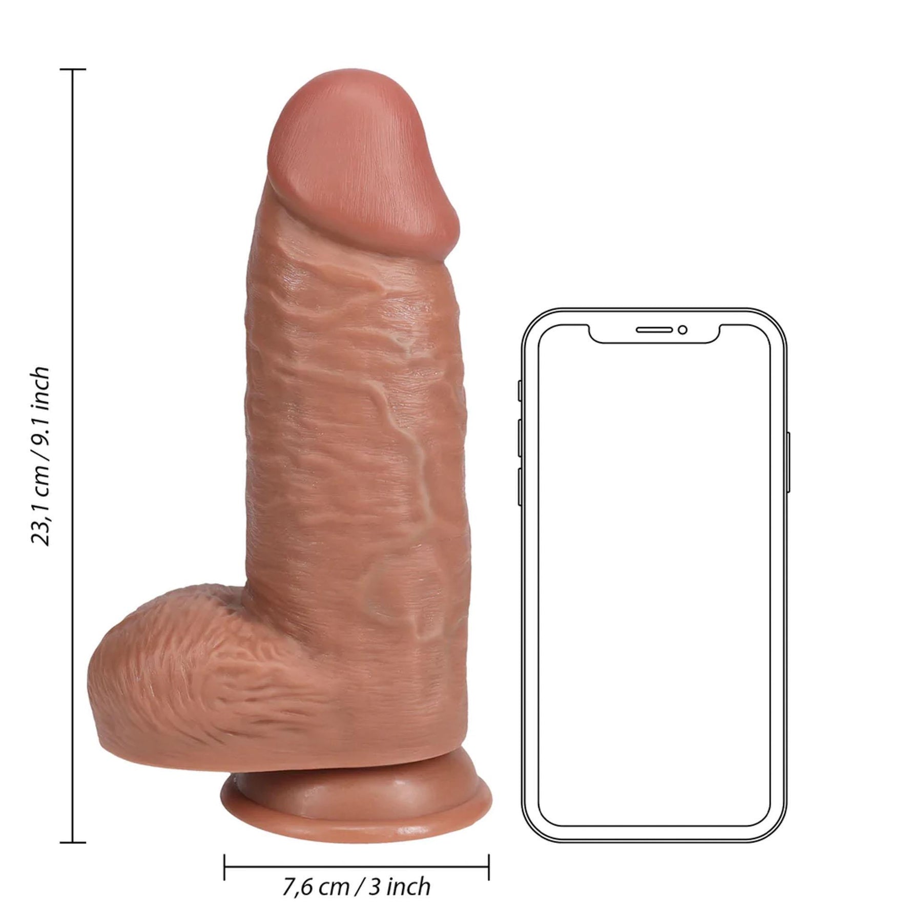 Dildo realist RealRock gros cu scrot 23 cm culoarea pielii