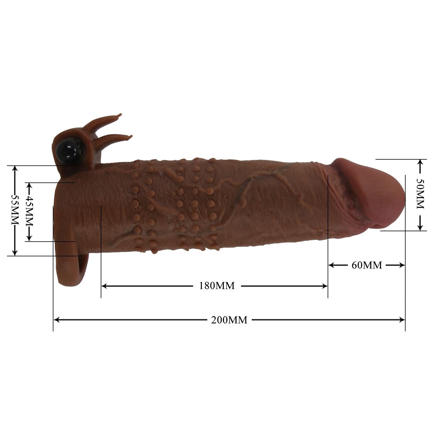 Pretty Love Extensor vibrant pentru penis, maro, 17 cm