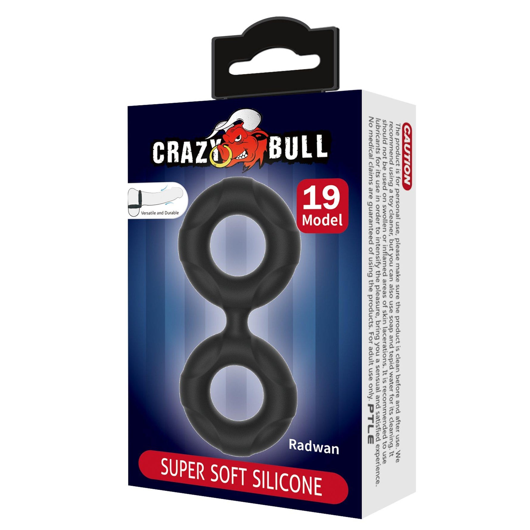 RADWAN Inel pentru penis Crazy Bull din silicon, impermeabil, 2,1 cm