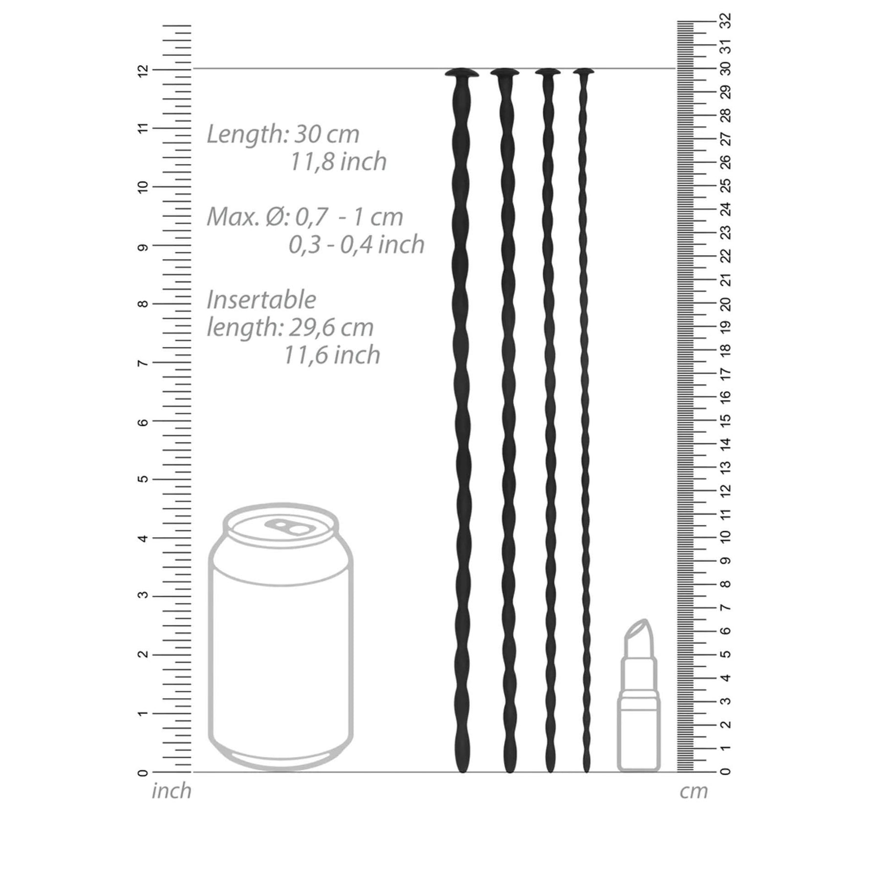 Set de 4 sonde uretrale spiralate din silicon Ouch! 30 cm