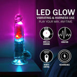 Vibrator realist cu LED RealRock, transparent, 19,5 cm