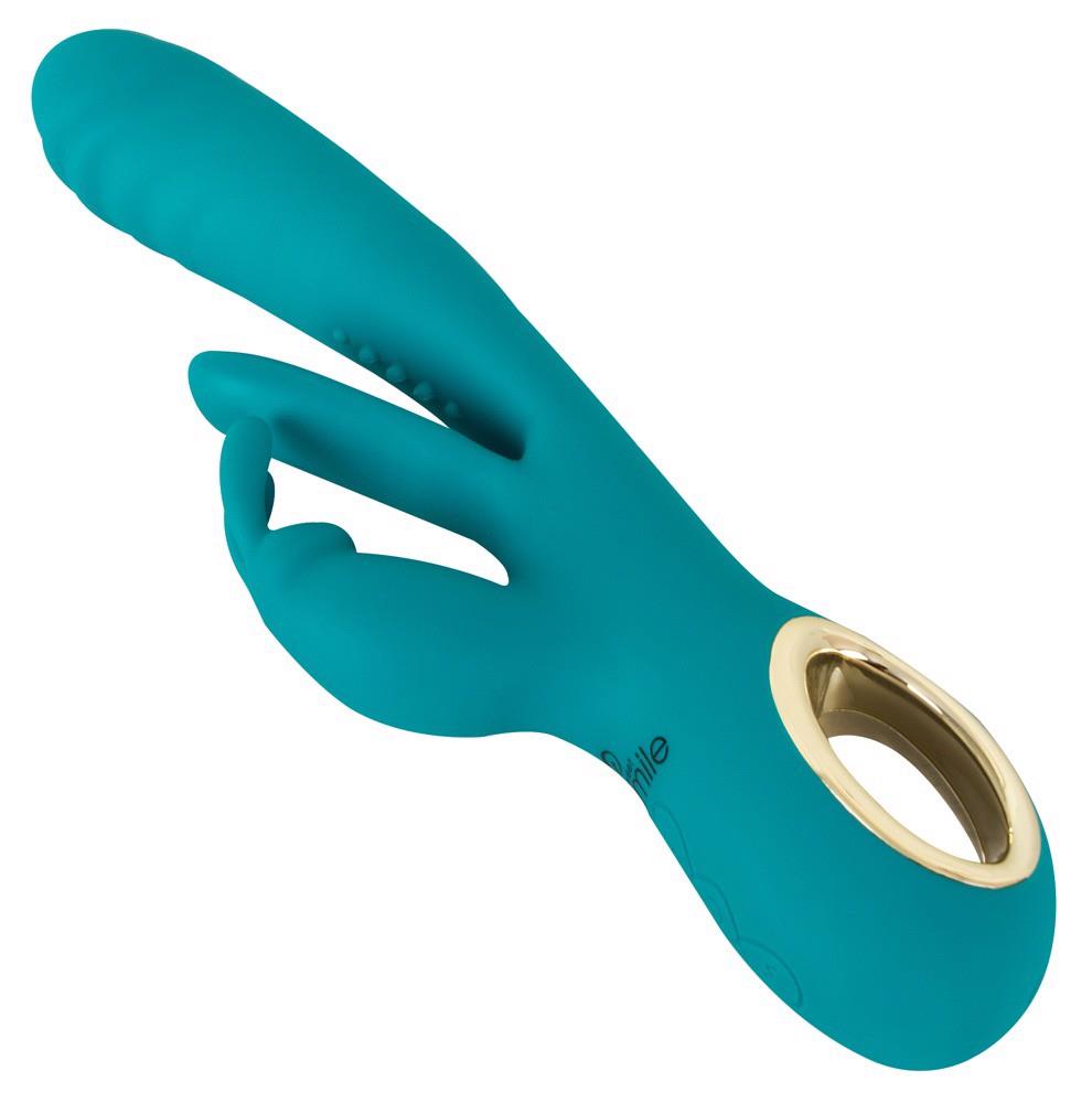Vibrator Sweet Smile Bunny cu mișcare glisantă USB 25 cm