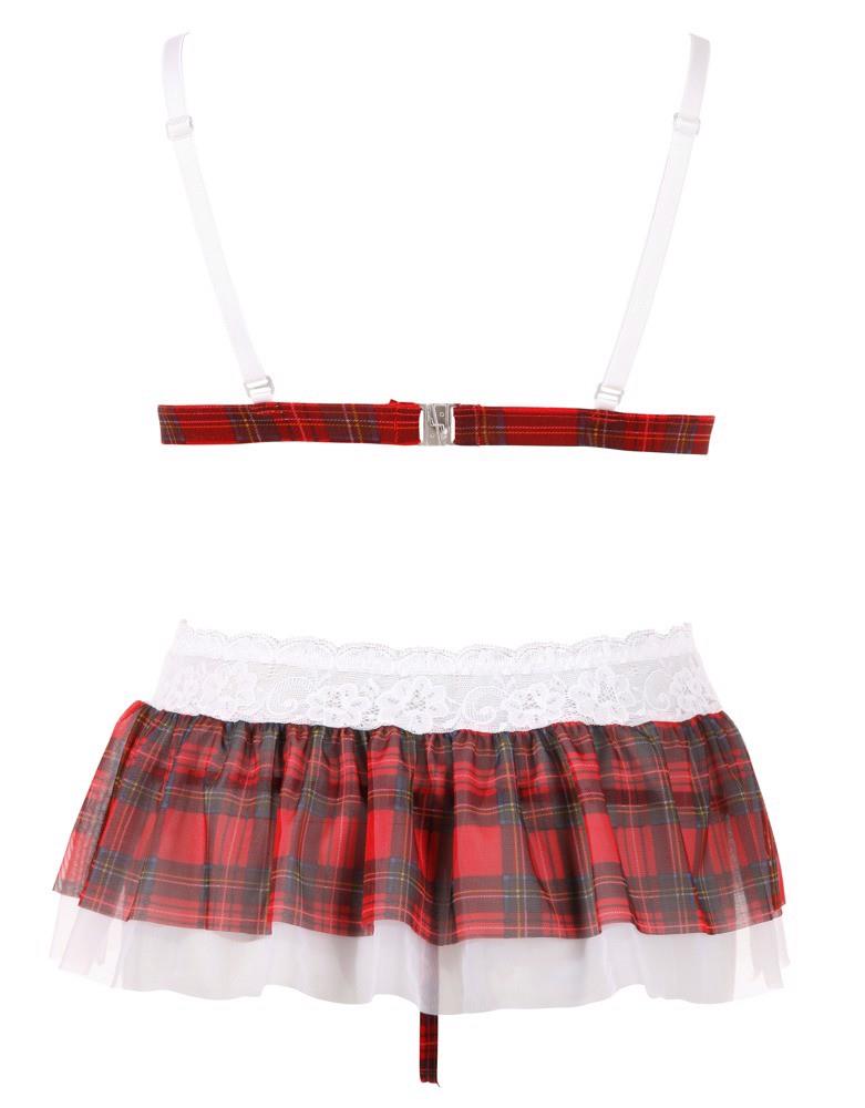 Set de lenjerie intimă Cottelli LINGERIE roșu în carouri, mărimea L