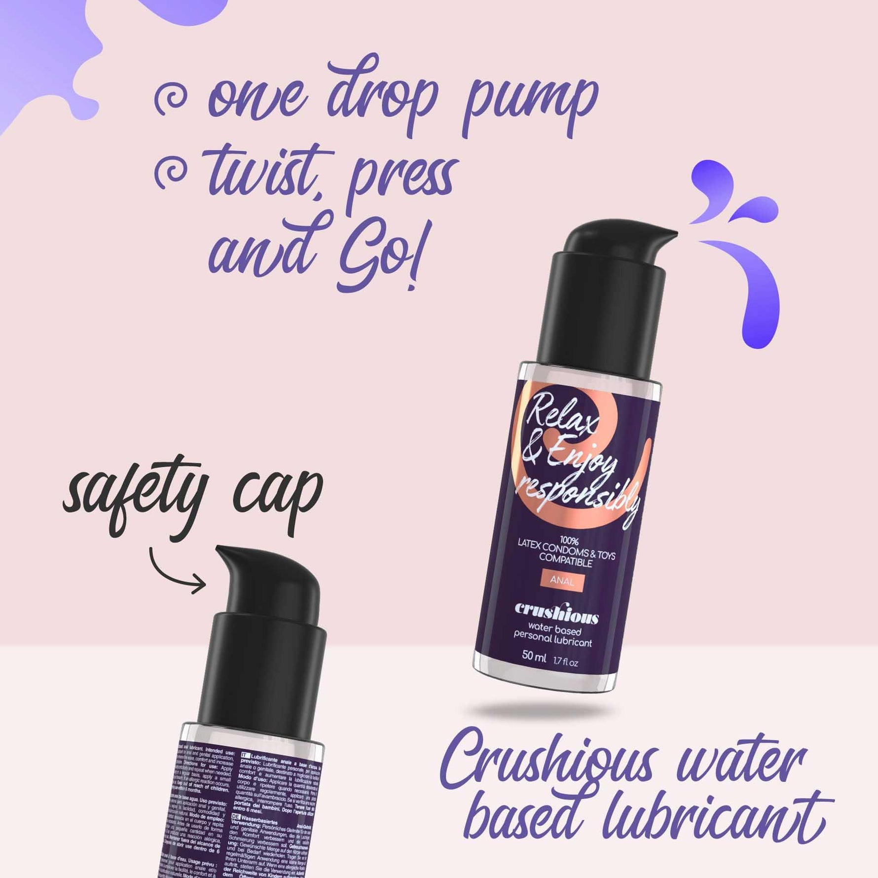 Lubrifiant anal pe bază de apă Crushious 50 ml cu pompă