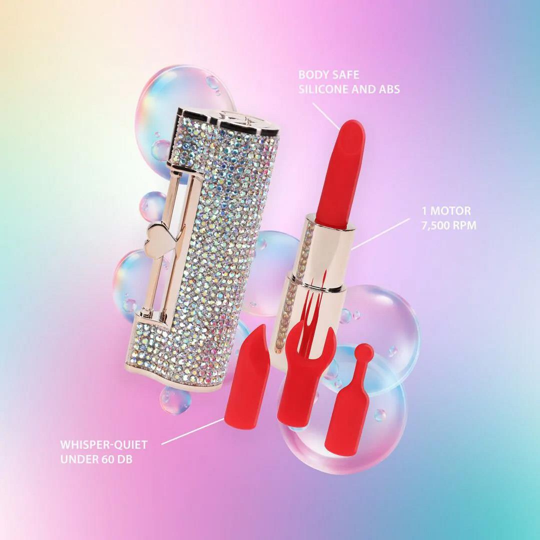 Vibrator Loveline cu ruj iridescent și accesorii