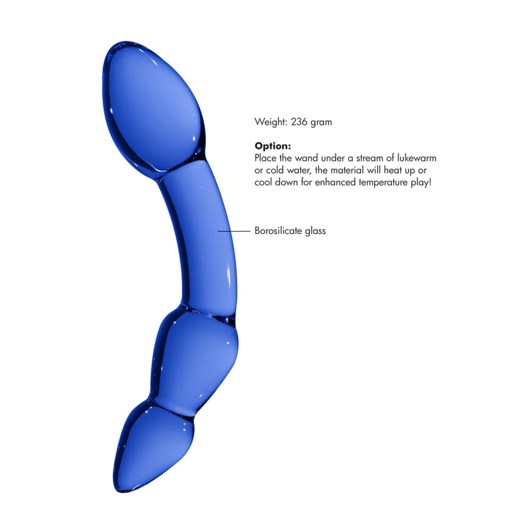 Dildo din sticlă Chrystalino Superior, albastru, 18 cm