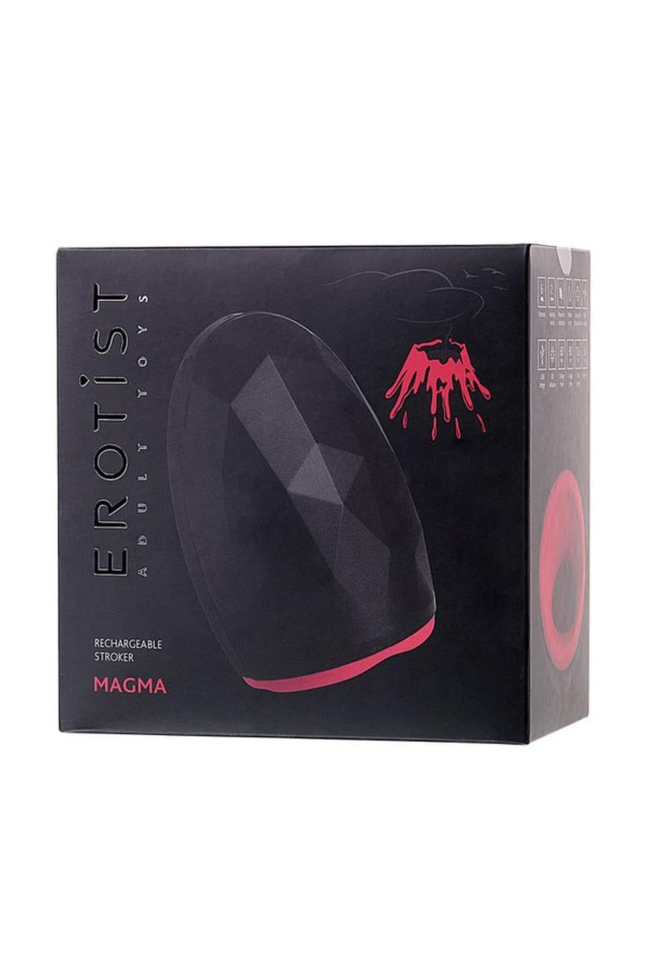 Masturbator Erotist Magma încălzit din silicon negru reîncărcabil 12 cm