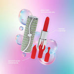 Vibrator mini ruj Loveline verde cu 4 vârfuri USB