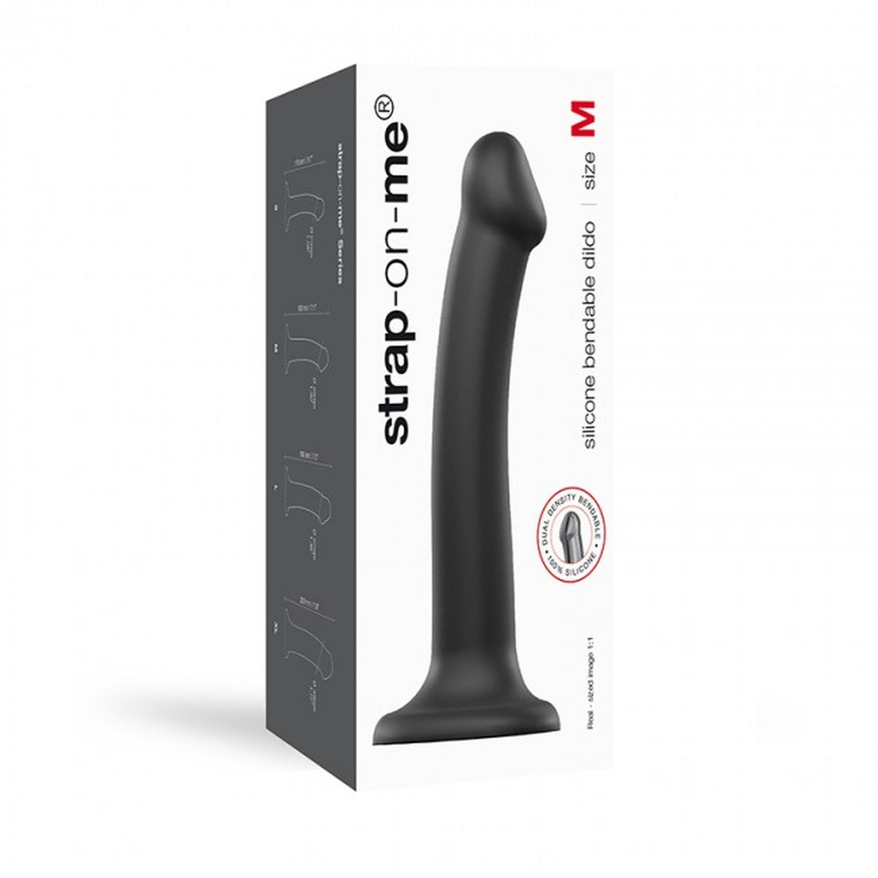Dildo flexibil din silicon, curea de prindere, negru, M