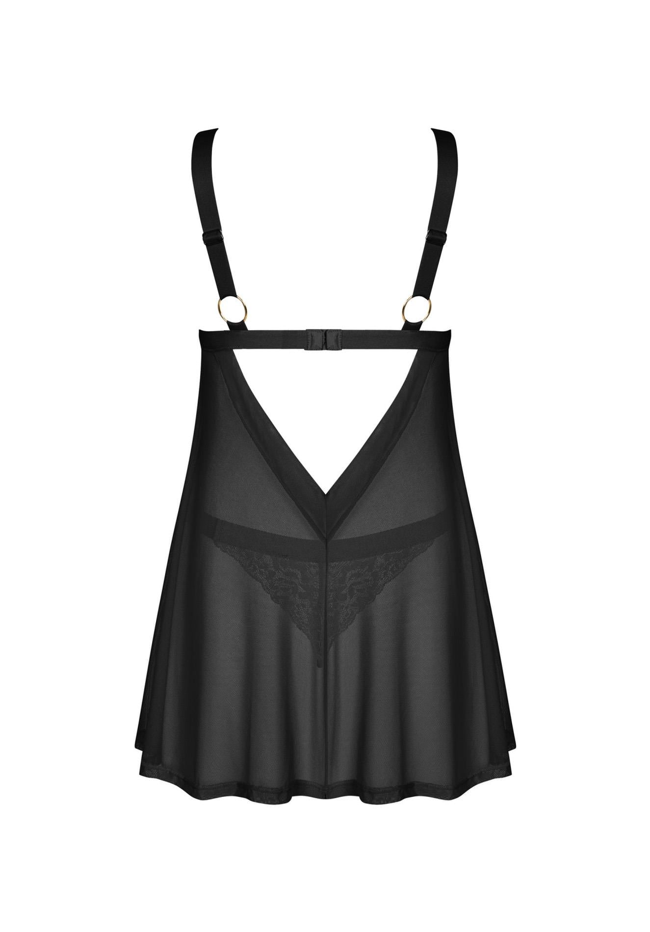 Babydoll Elianes Obsessive negru cu inimă M/L