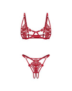 Set lenjerie intimă Luise Sublim Roșu cu deschidere Obsessive L/XL