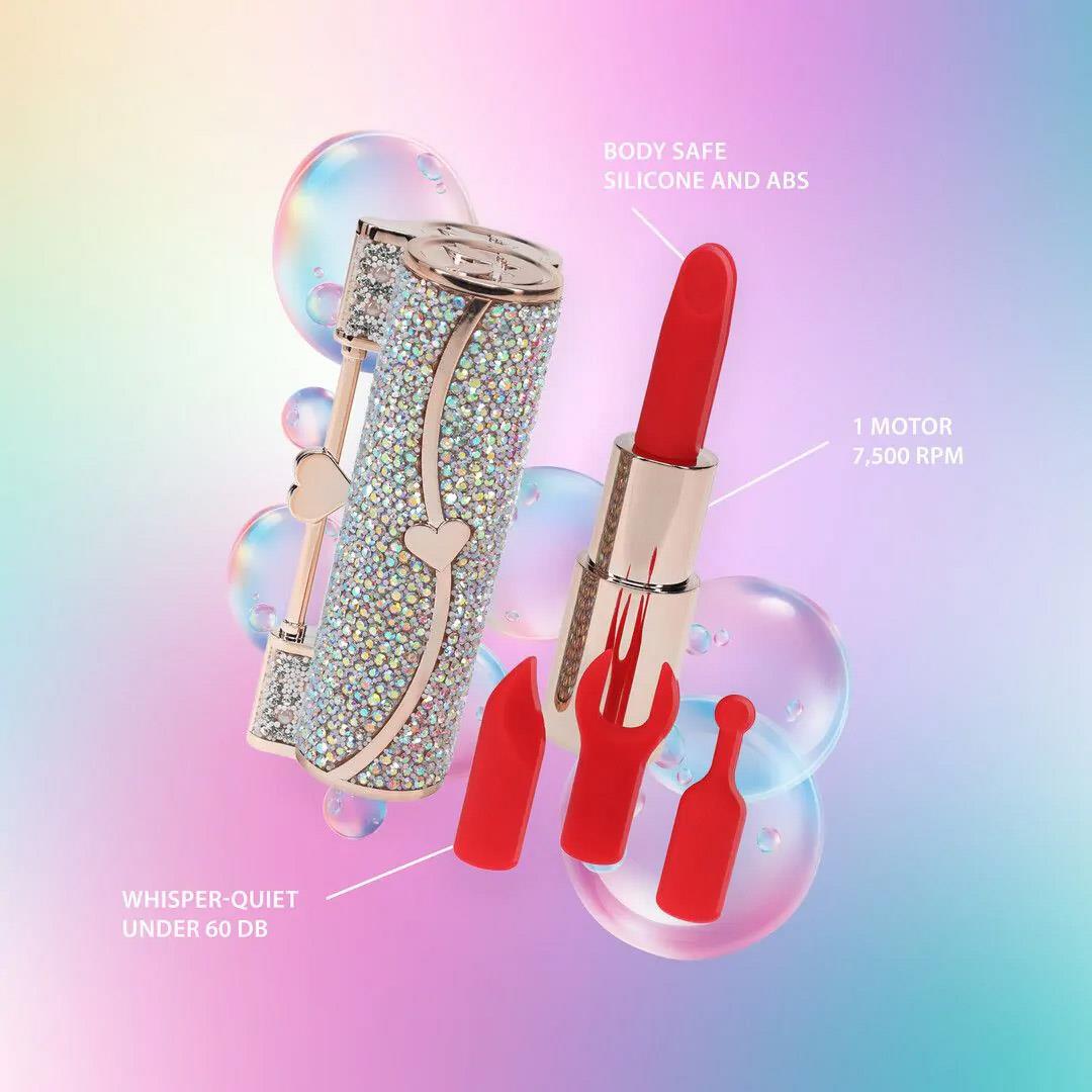 Vibrator ruj iridescent Loveline Sparkle cu accesorii