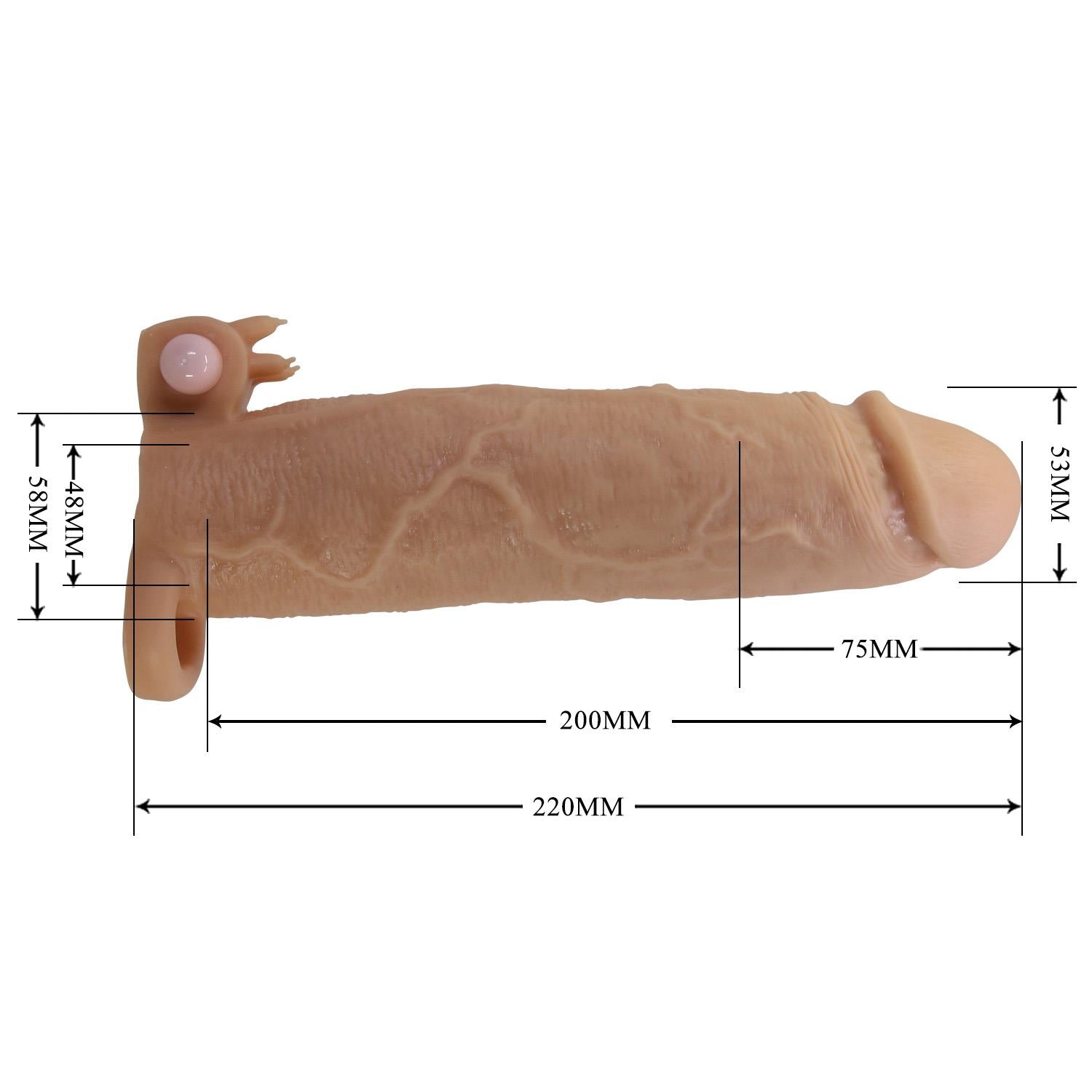 Pretty Love Xerxes Extensor vibrant pentru penis, culoarea pielii, 22 cm