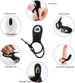 Inel vibrator dublu reglabil USB seria B cu telecomandă