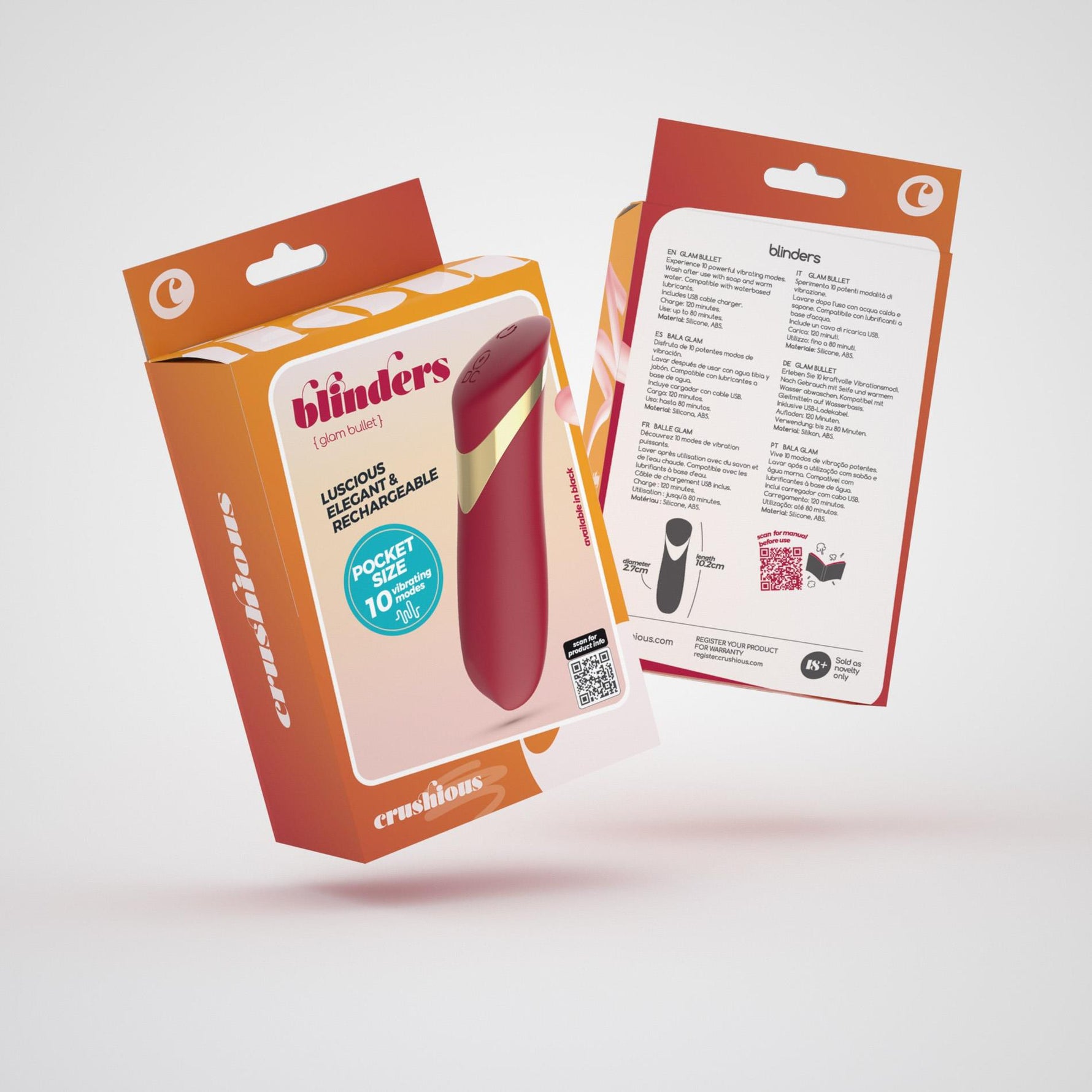 Mini vibrator Crushious Blinders reîncărcabil, silicon roșu, 10 cm