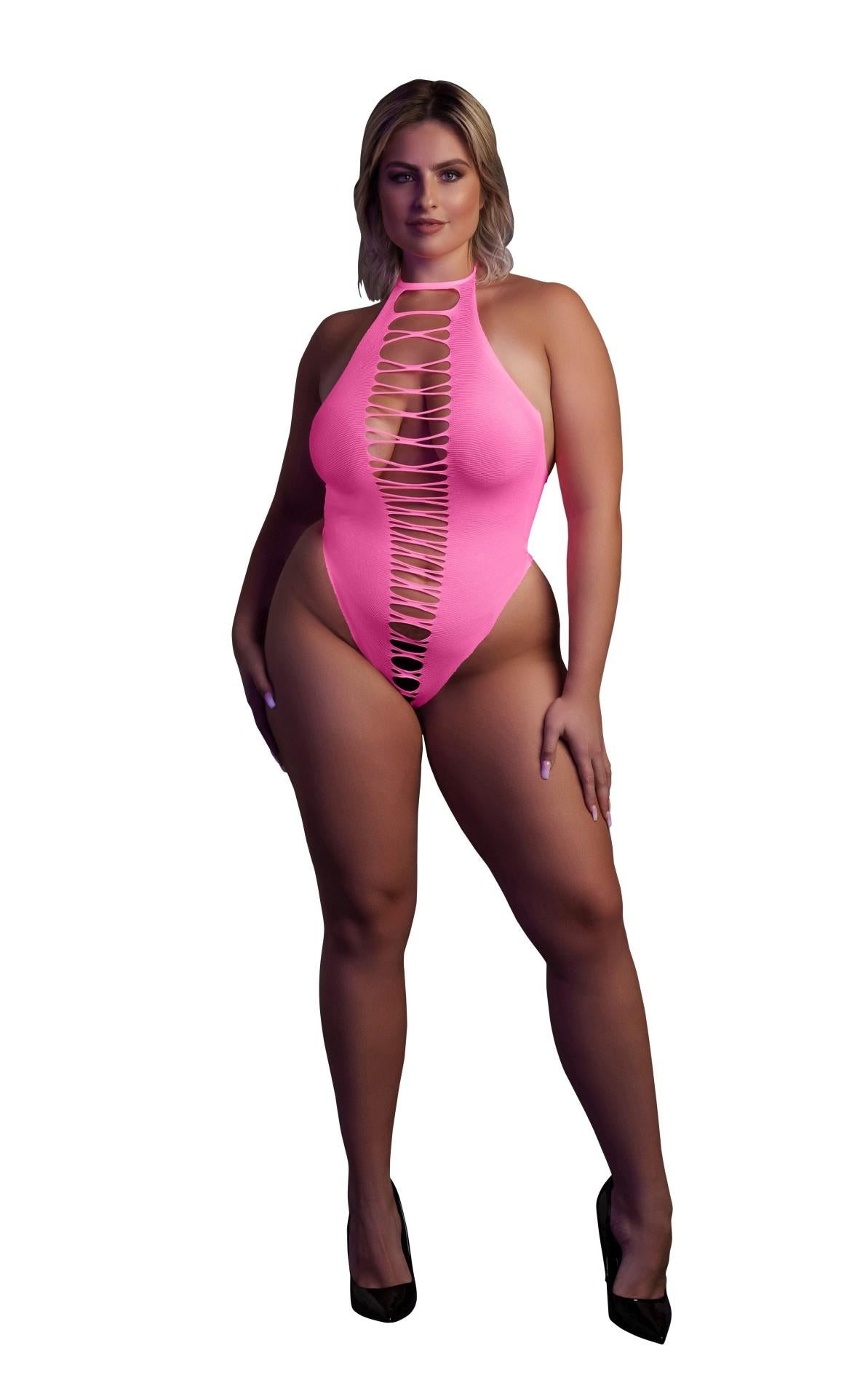 Body Ouch! Neon UV cu croială înaltă XL/XXXXL