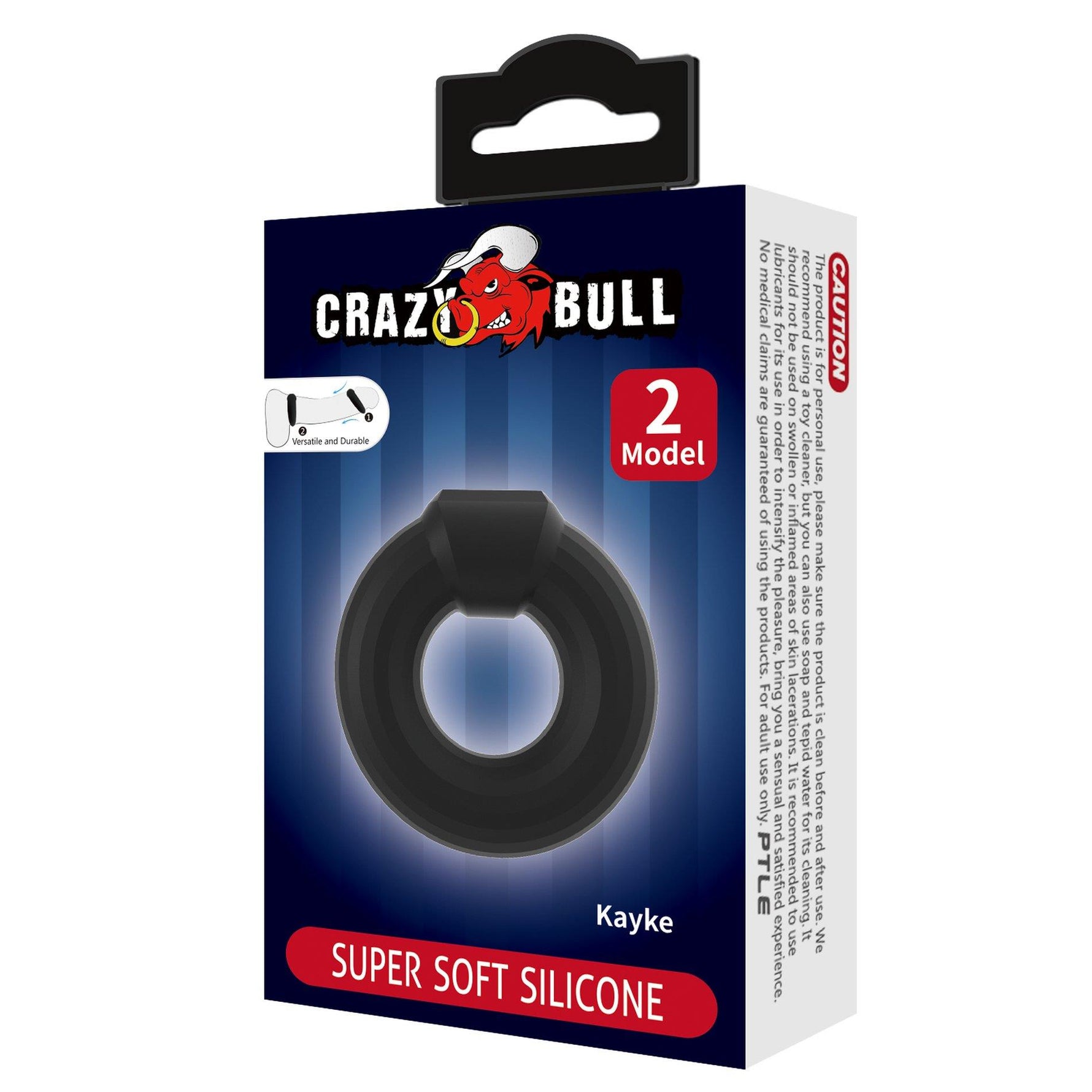Inel pentru penis KAYKE Crazy Bull, din silicon super moale și impermeabil