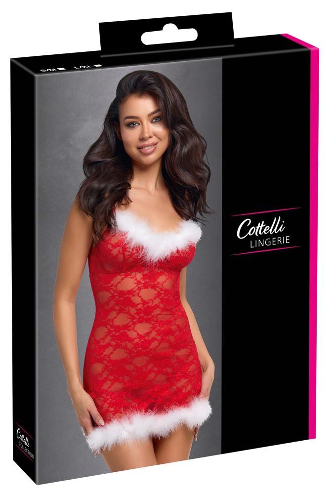 Jupon Cottelli din dantelă roșie cu pene L/XL