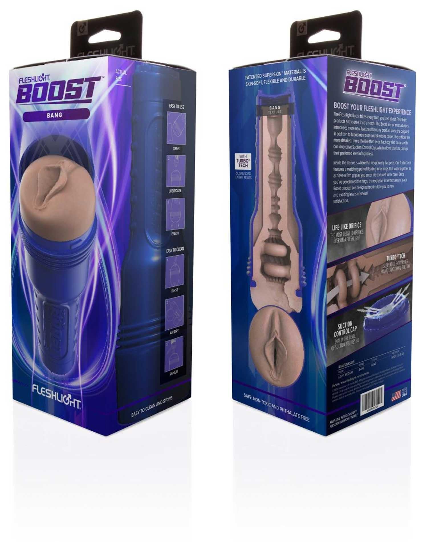 Masturbator Fleshlight Boost Bang Bej cu Ventilație Reglabilă