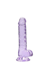 Dildo realist RealRock cu testicule violet 18 cm