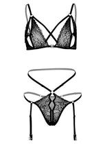 Set lenjerie intimă Daring Intimates peek a boo negru L XL