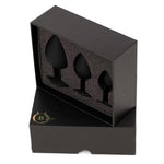 Set de dopuri anale din silicon HeavyFun, negre, cu cristale roz