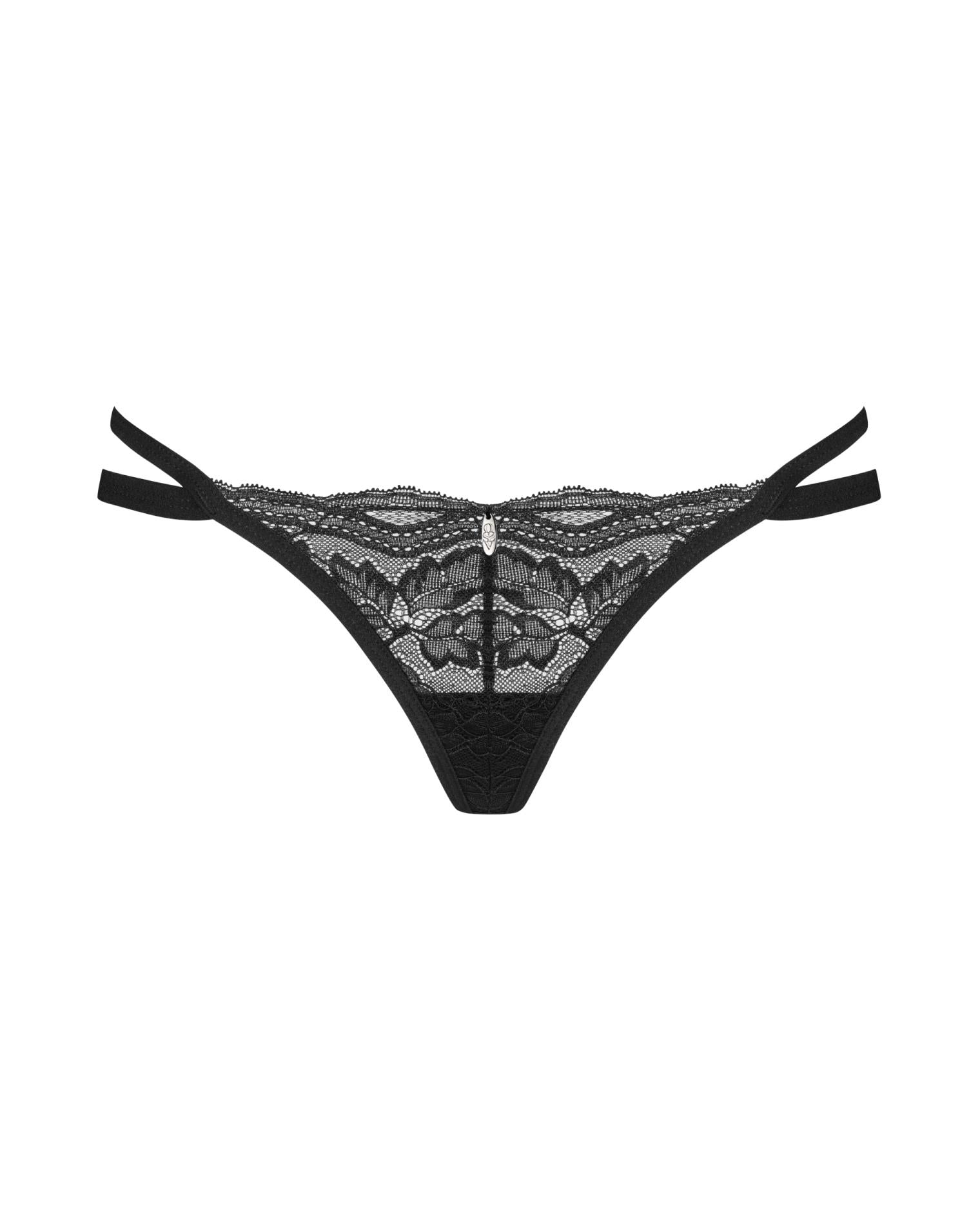 Nutris Obsessive tanga din dantelă negru XL/2XL