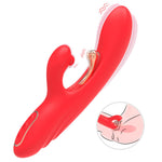 Vibrator Nirvana Iepuraș Roșu cu Trei Puncte din Silicon, USB, 22 cm