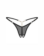 Tanga Oxaria Open cu detalii aurii Obsessive L/XL