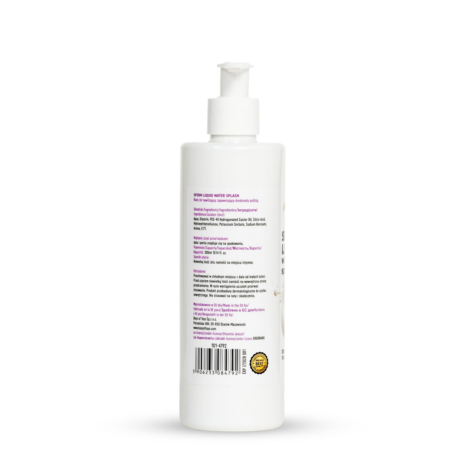 Gel intim MyLove care imită sperma, alb, 300 ml