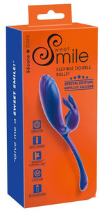 Vibrator metalic flexibil cu model iepuraș Sweet Smile, USB, 22 cm