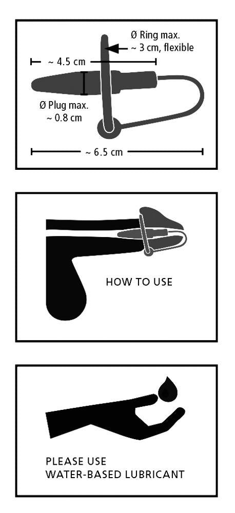 Plug penis cu inel pentru gland, silicon, 6,5 cm