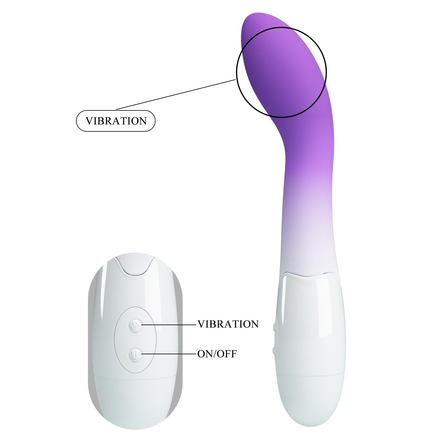 Vibrator Pretty Love Bishop din silicon pentru punctul G, 30 de moduri de vibrație