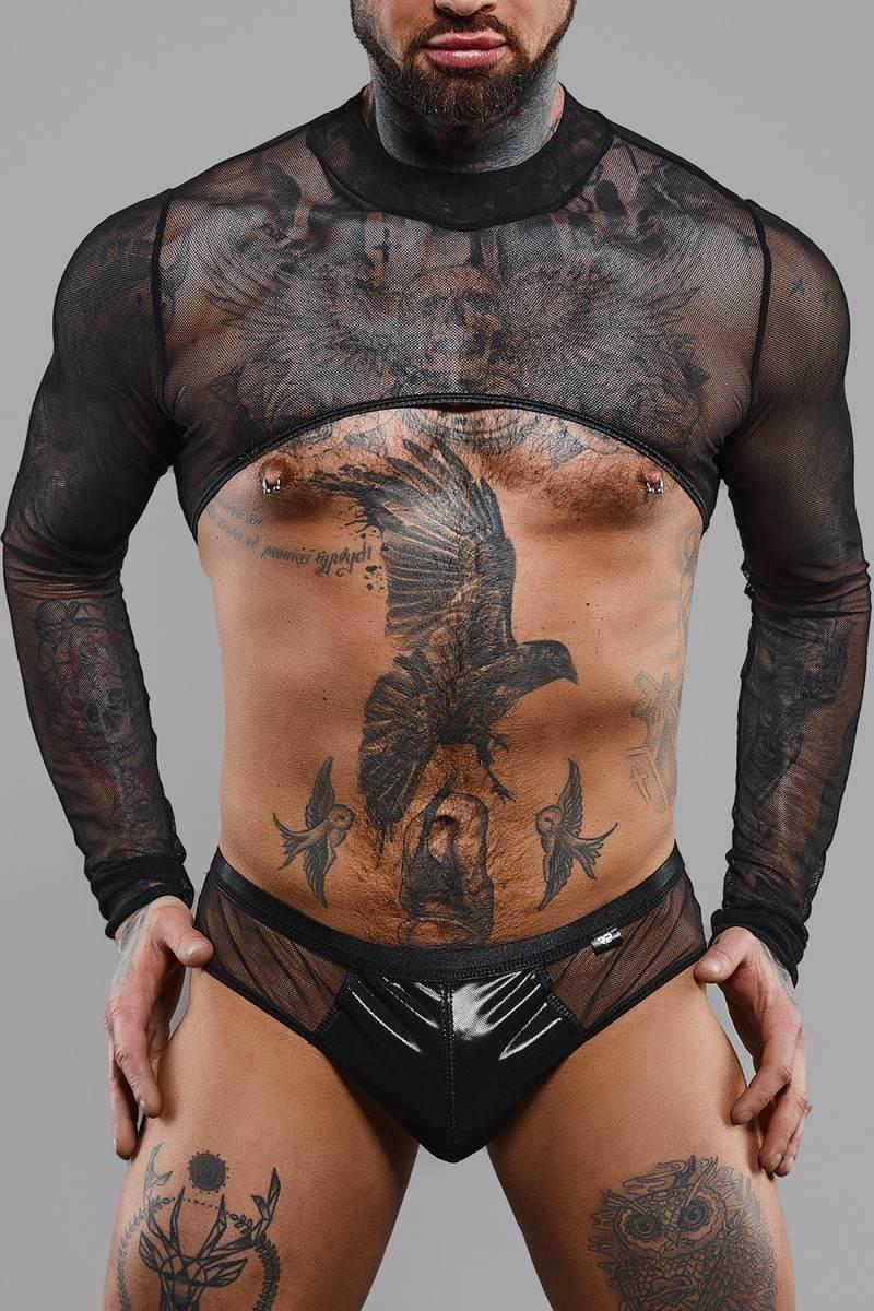 Top scurt din tul Regnes Fetish Planet negru S