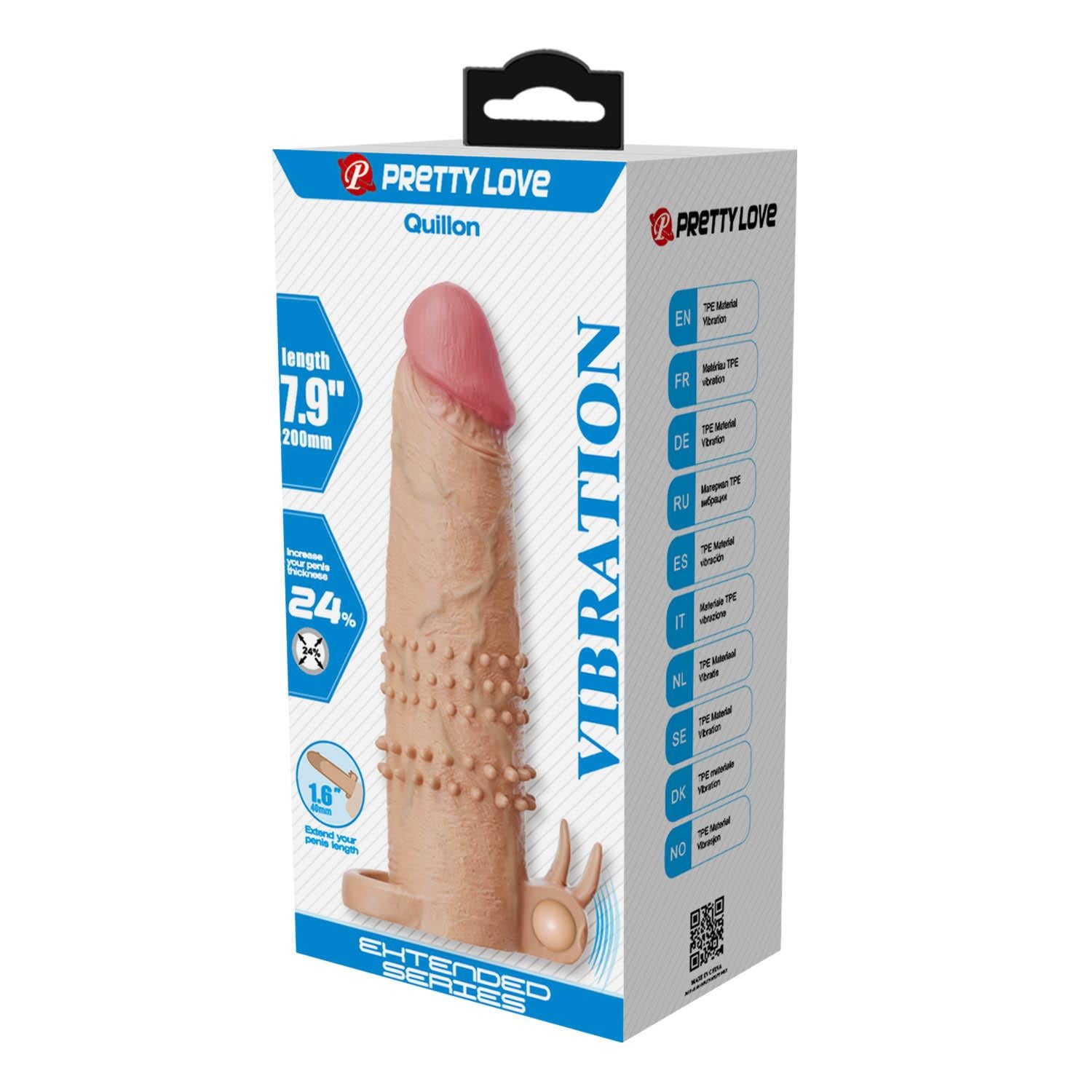 Pretty Love Extensor vibrant pentru penis 17 cm Natural