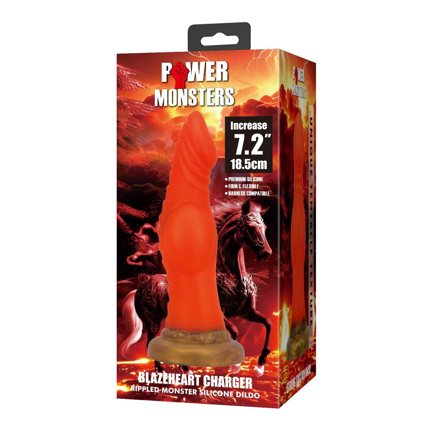 Dildo din silicon canelat Power Monsters 18,5 cm cu ventuză