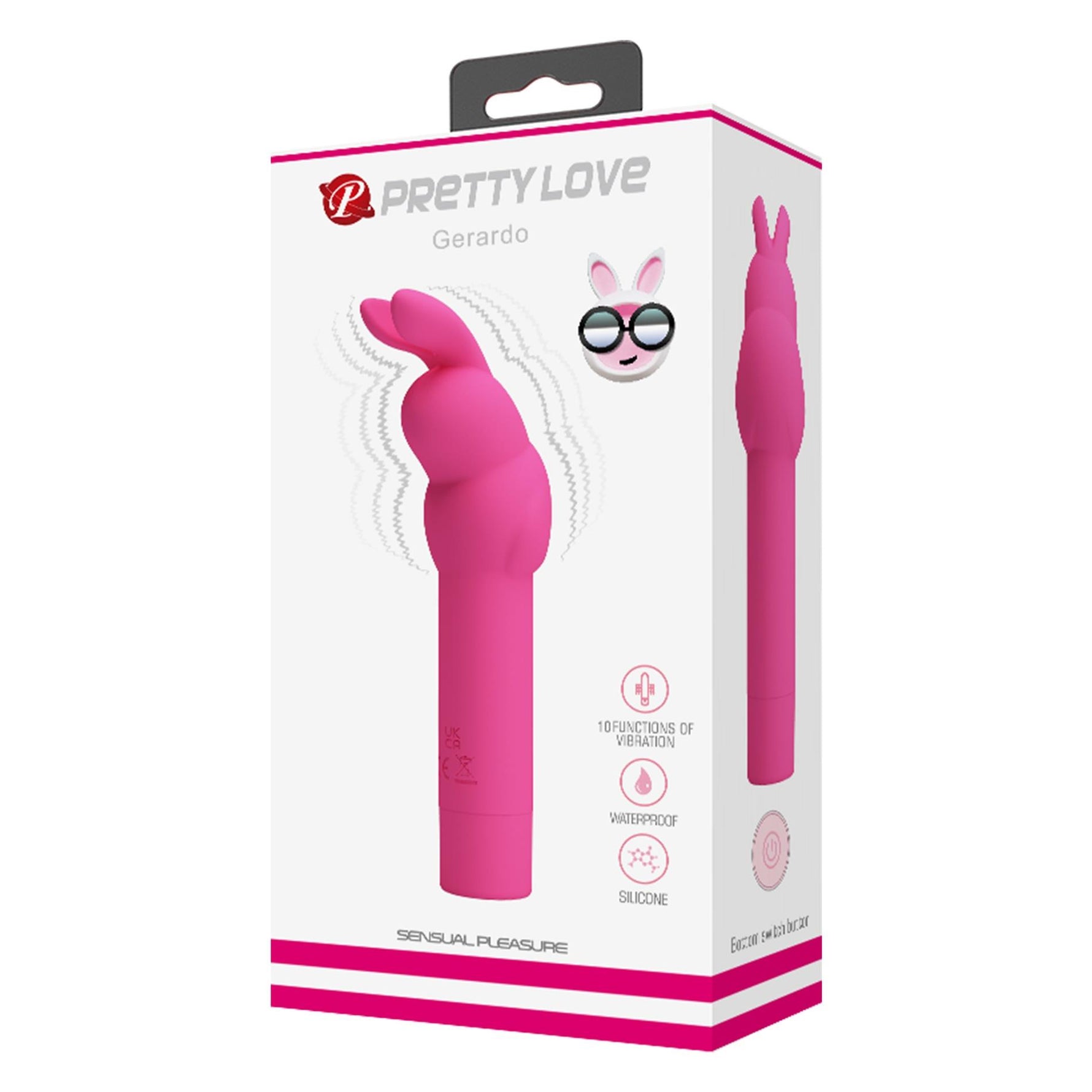 Vibrator iepuraș din silicon Pretty Love Gerardo cu 10 funcții de vibrație